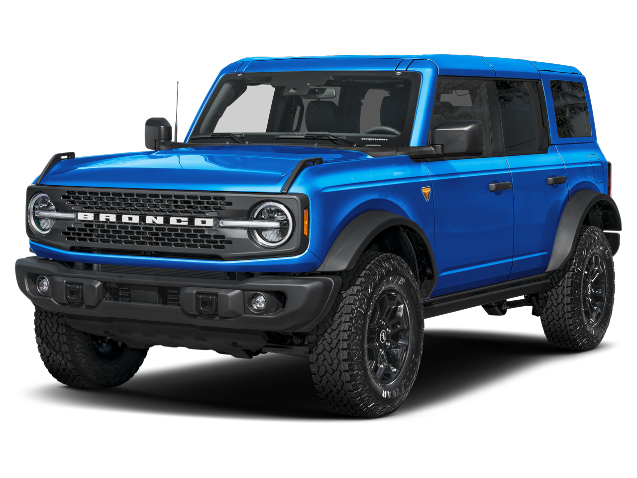 2026 Ford Bronco Badlands in Velocity Blue Metallic — front three-quarter view