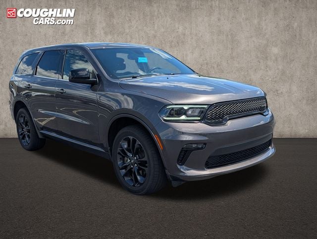 2021 Dodge Durango SXT Plus in Granite Metallic Clearcoat — front three-quarter view
