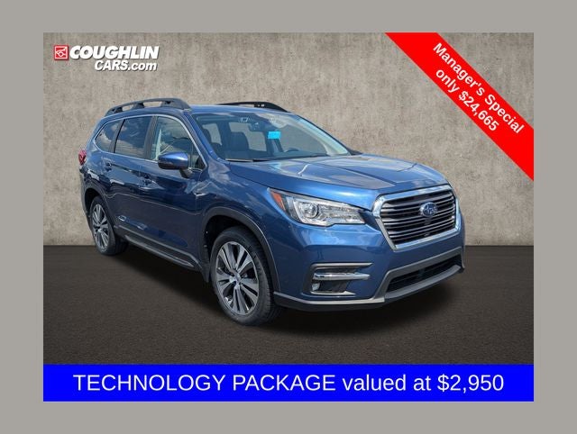 2022 Subaru Ascent Limited in Abyss Blue Pearl — front three-quarter view