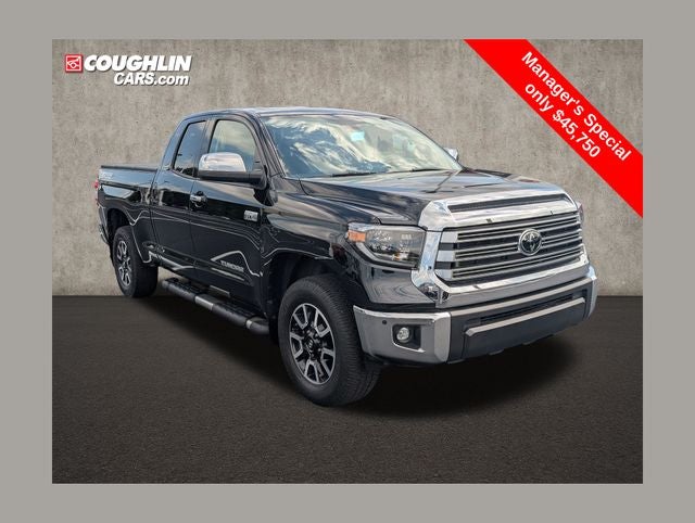 2020 Toyota Tundra Limited in Midnight Black Metallic — front three-quarter view