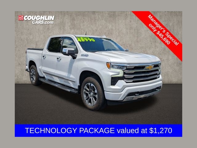 2024 Chevrolet Silverado 1500 High Country in Iridescent Pearl Tricoat — front three-quarter view