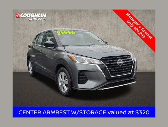 2025 Nissan Kicks Play S in Gun Metallic — front three-quarter view