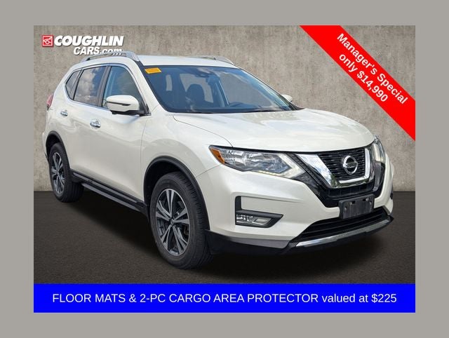 2017 Nissan Rogue SL in Pearl White — front three-quarter view