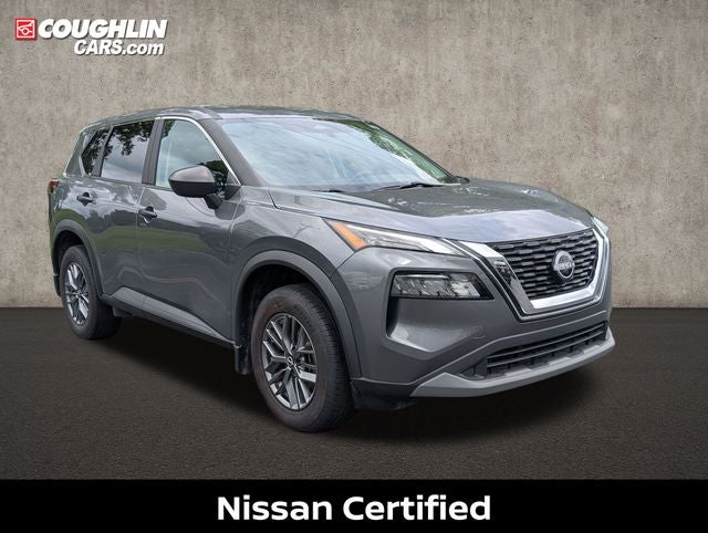 2023 Nissan Rogue S in Gun Metallic — front three-quarter view