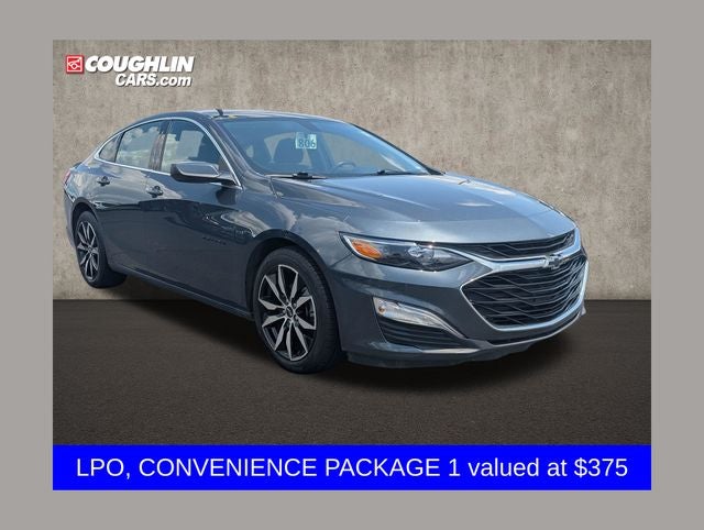 2021 Chevrolet Malibu RS in Shadow Gray Metallic — front three-quarter view