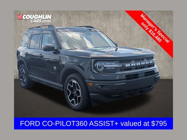 2021 Ford Bronco Sport Big Bend in Shadow Black — front three-quarter view