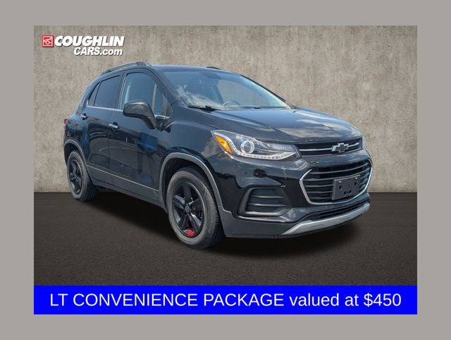 2019 Chevrolet Trax LT in Mosaic Black Metallic — front three-quarter view