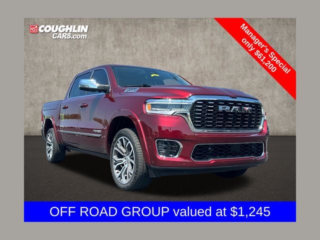 2025 RAM 1500 Tungsten in Delmonico Red Pearlcoat — front three-quarter view