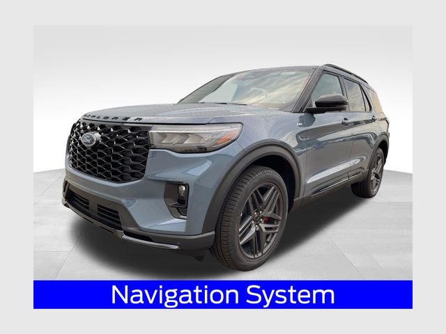2026 Ford Explorer ST-Line in Vapor Blue Metallic — front three-quarter view