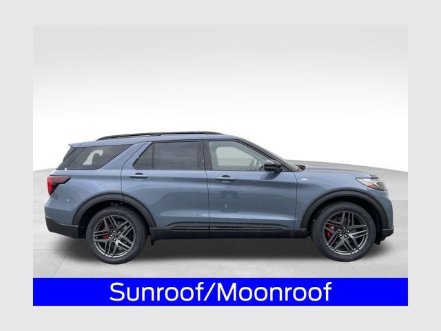 2026 Ford Explorer ST-Line in Vapor Blue Metallic — front three-quarter view