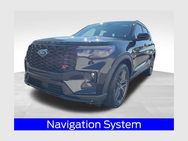 2026 Ford Explorer ST in Agate Black Metallic — front three-quarter view
