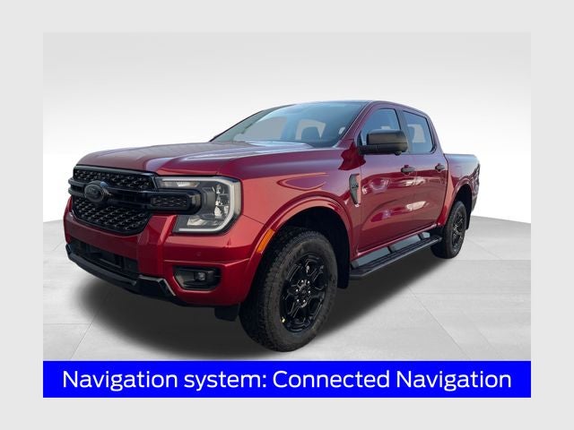 2026 Ford Ranger XLT in Ruby Red Metallic Tinted Clearcoat — front three-quarter view