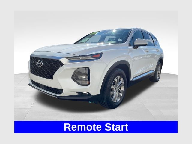 2019 Hyundai Santa Fe SEL in Quartz White — front three-quarter view