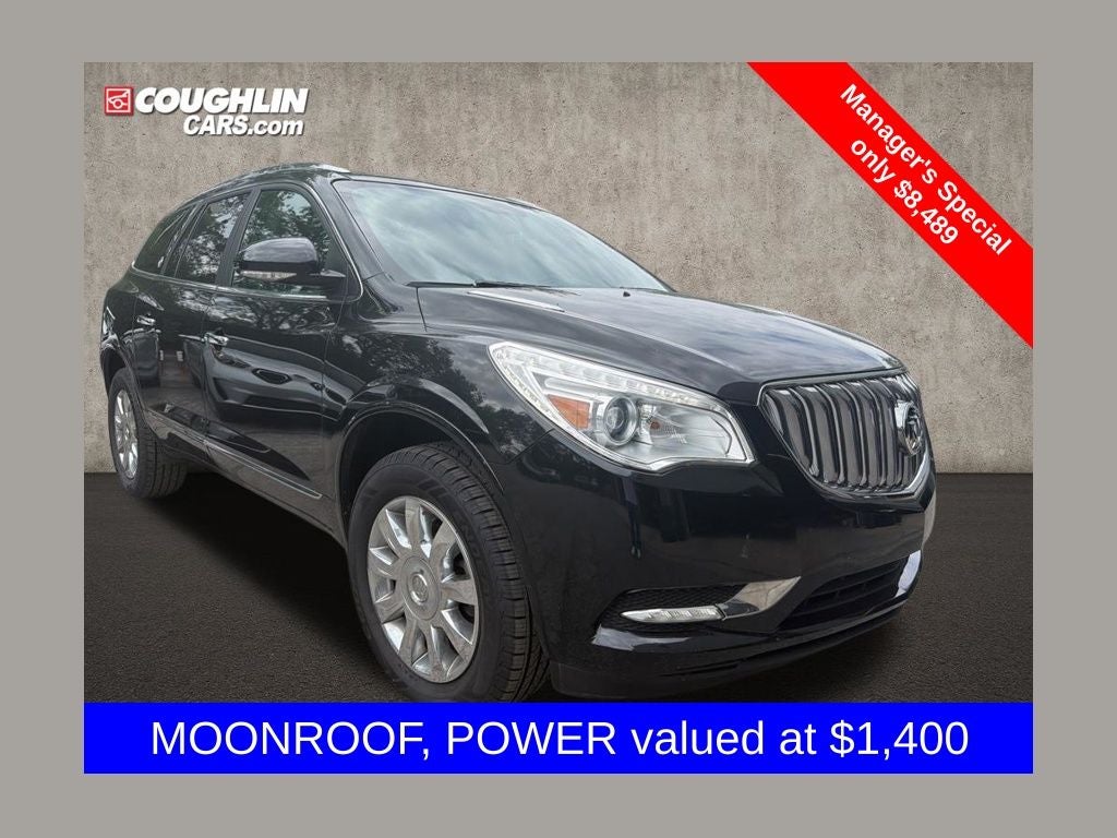 2016 Buick Enclave Leather Group in Ebony Twilight Metallic — front three-quarter view