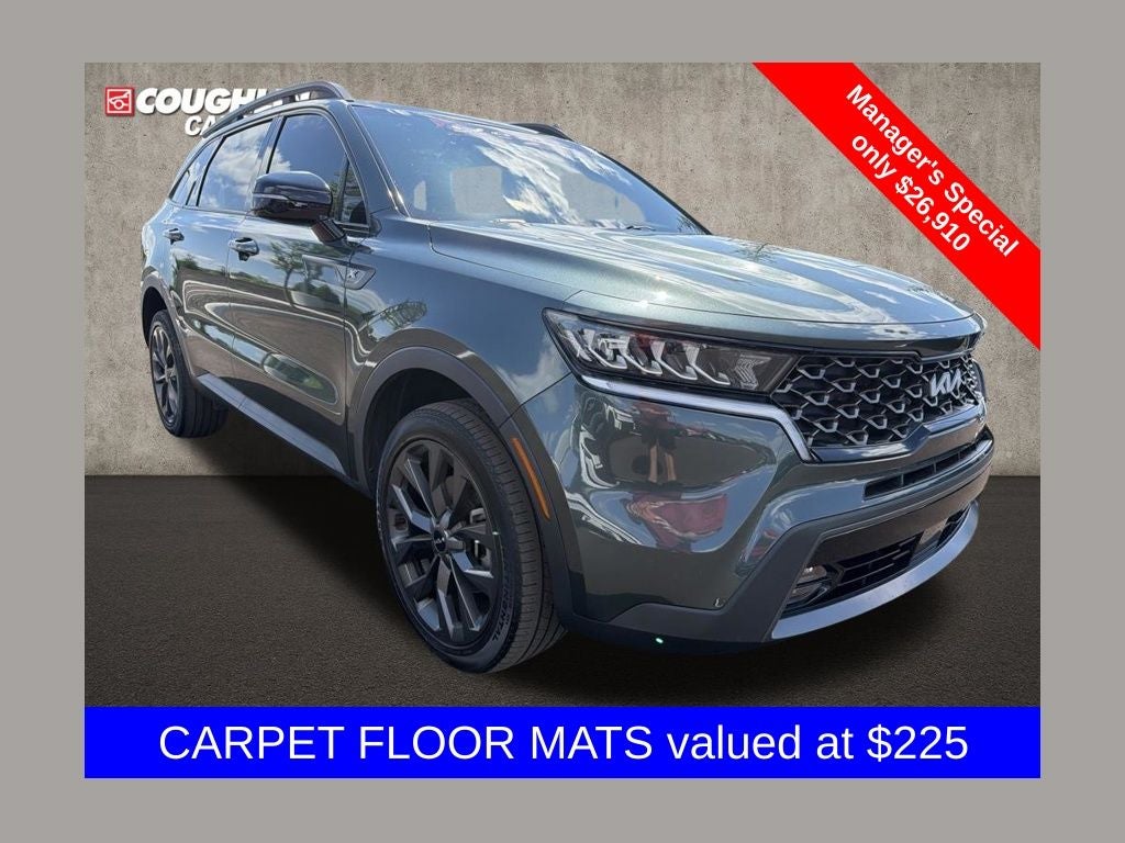 2023 Kia Sorento X-Line EX in Aruba Green — front three-quarter view