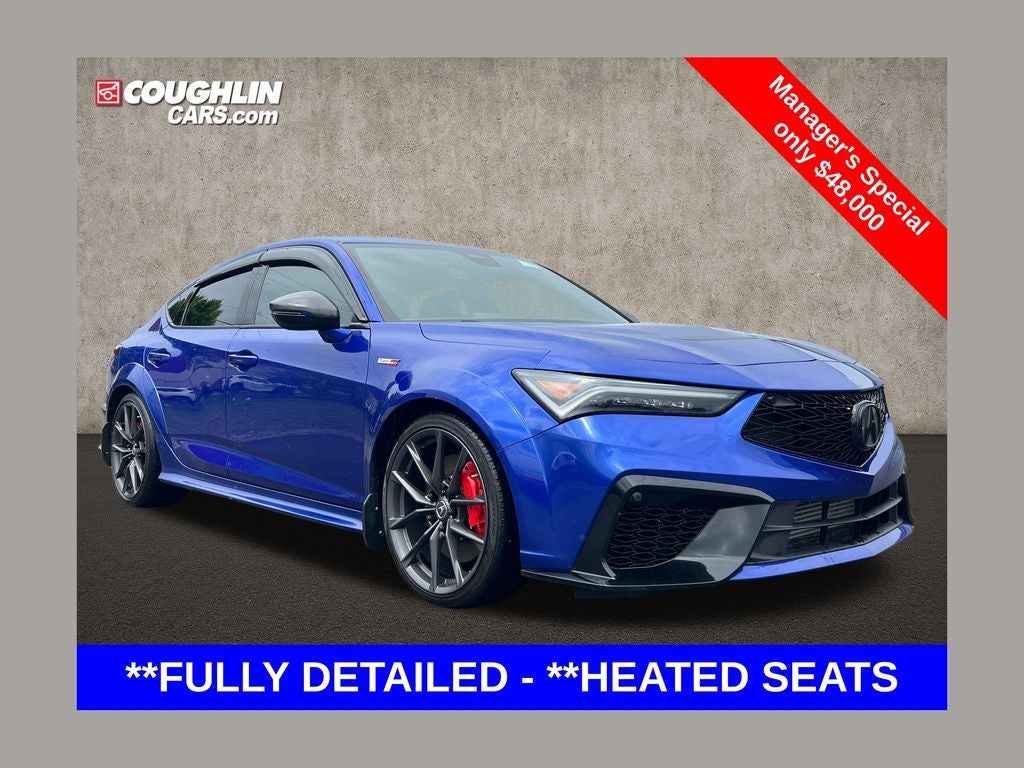 2024 Acura Integra Type S in Apex Blue Pearl — front three-quarter view