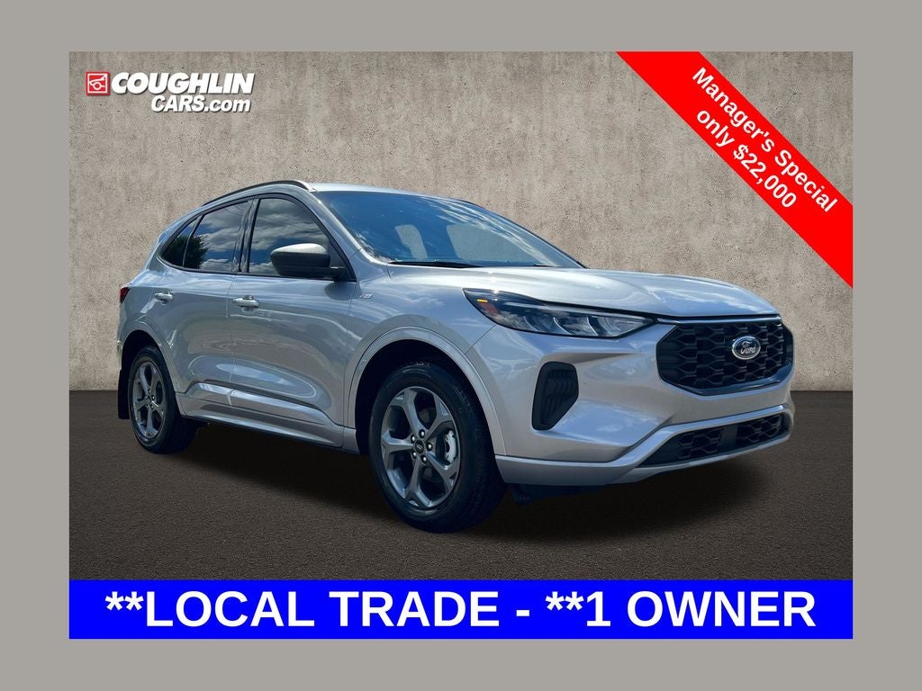 2023 Ford Escape ST-Line in Silver Metallic — front three-quarter view