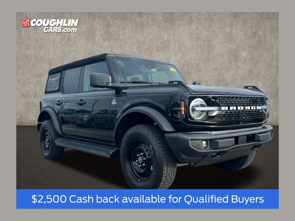 2026 Ford Bronco Outer Banks in Shadow Black — front three-quarter view