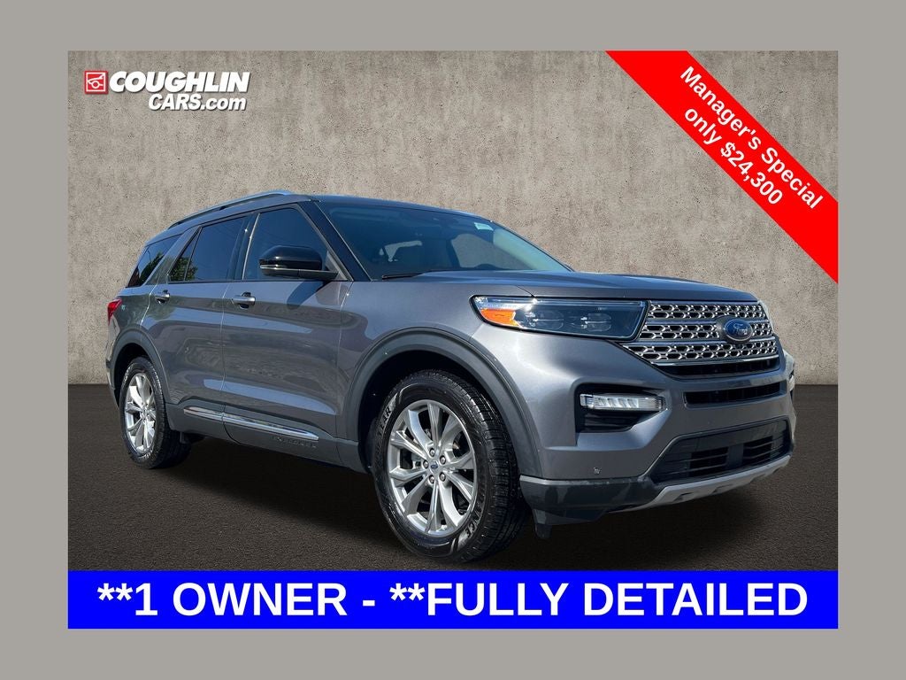 2022 Ford Explorer Limited in Gray Metallic — front three-quarter view