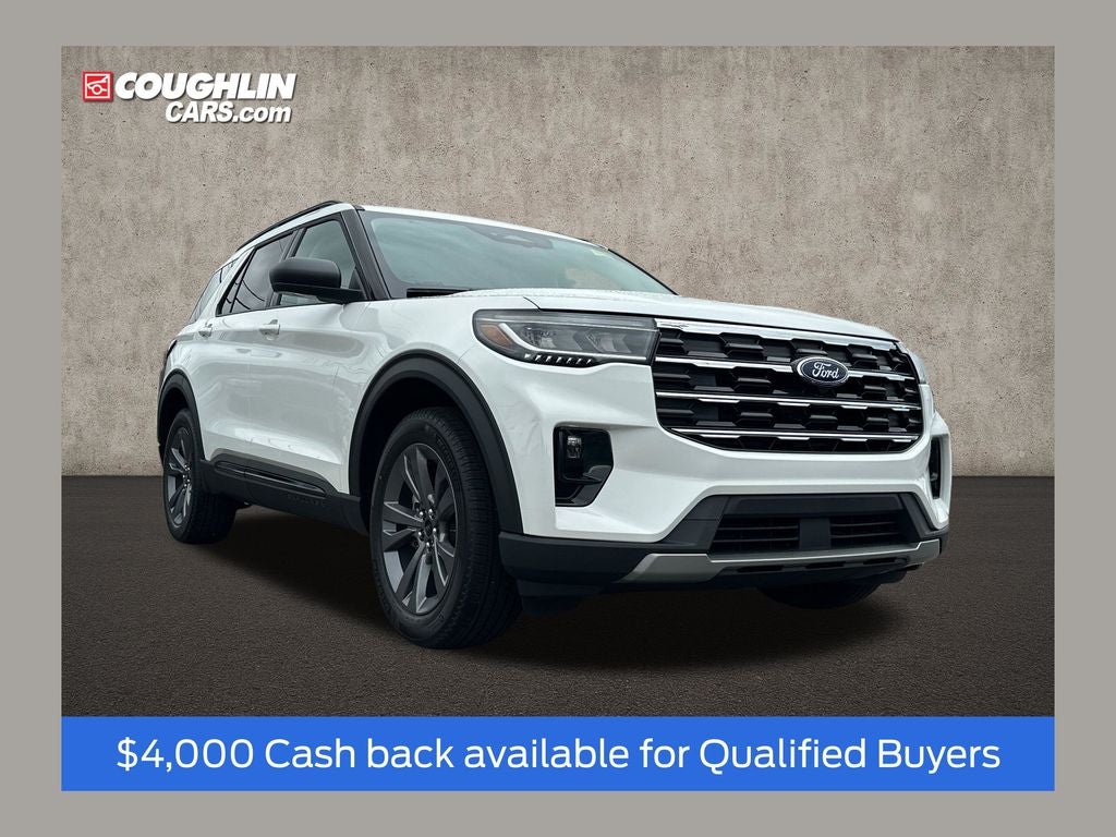 2026 Ford Explorer Active in Star White Metallic Tri-Coat — front three-quarter view