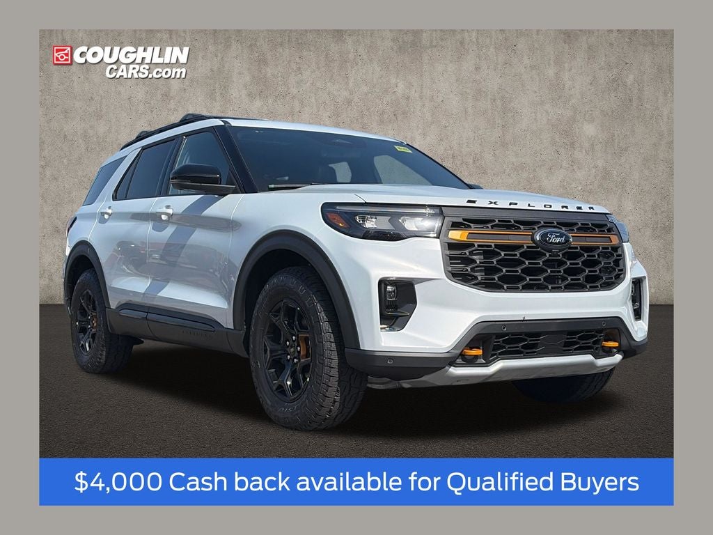 2026 Ford Explorer Tremor in Space White Metallic — front three-quarter view