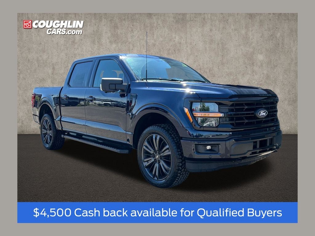 2026 Ford F-150 XLT in Antimatter Blue Metallic — front three-quarter view