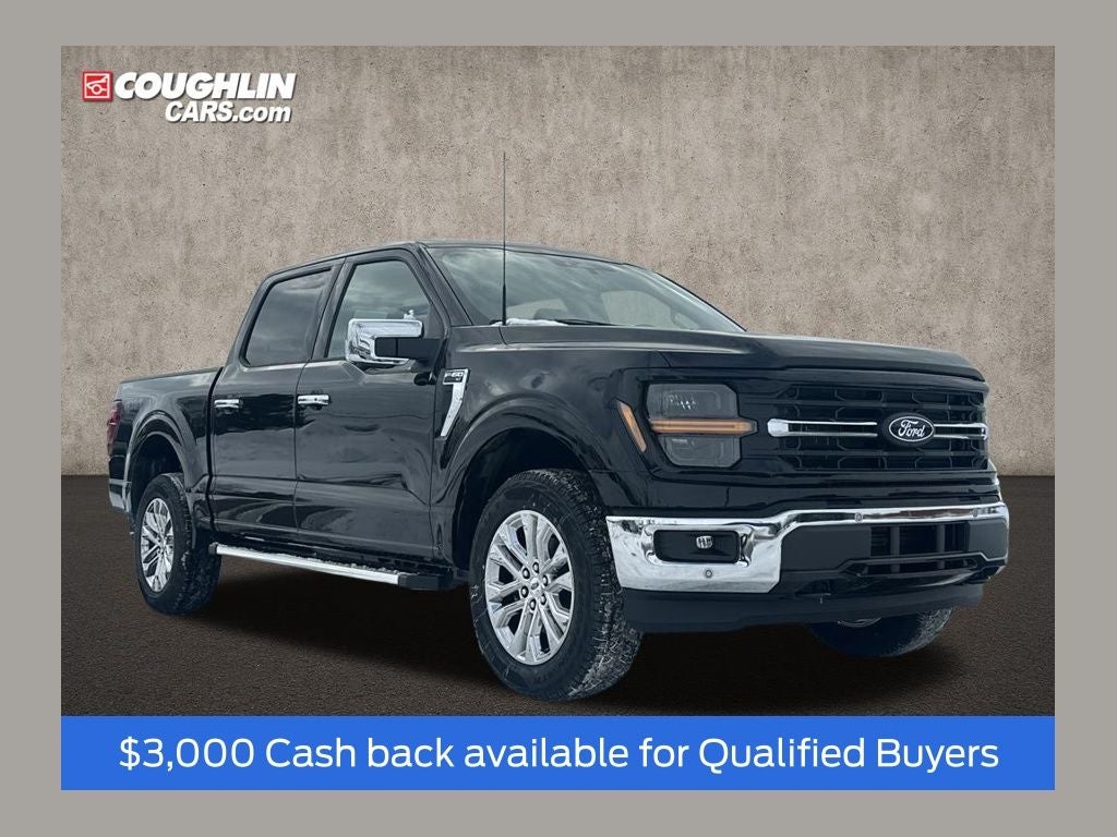 2026 Ford F-150 XLT in Agate Black Metallic — front three-quarter view