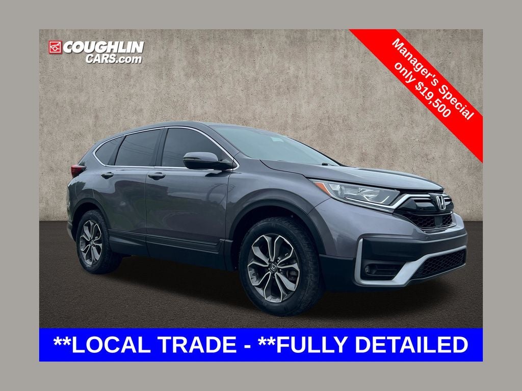 2021 Honda CR-V EX in Sonic Gray Pearl — front three-quarter view