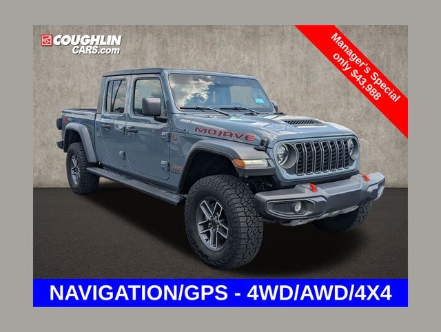 2025 Jeep Gladiator Mojave in Anvil Clearcoat — front three-quarter view