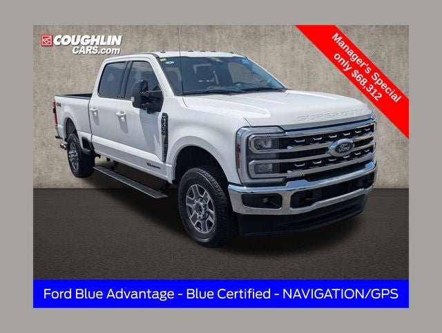 2024 Ford F-350SD Lariat in Star White Metallic Tri-Coat — front three-quarter view