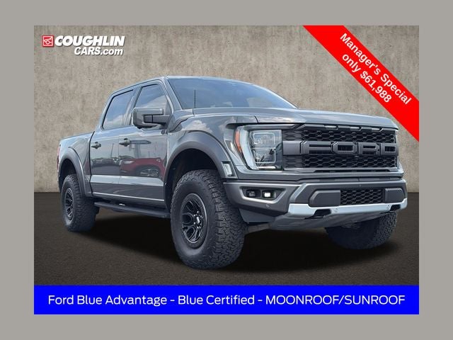2021 Ford F-150 Raptor in Lead Foot — front three-quarter view