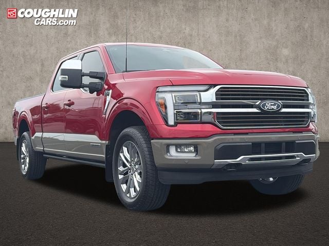 2025 Ford F-150 King Ranch in Rapid Red Metallic Tinted Clearcoat — front three-quarter view