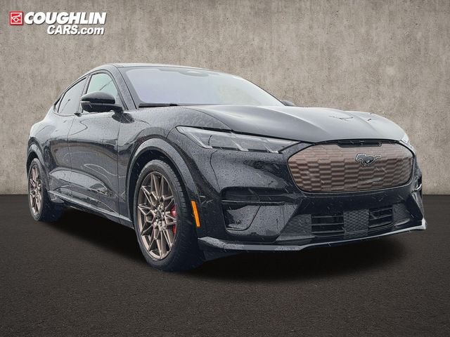 2025 Ford Mustang Mach-E GT in Shadow Black — front three-quarter view