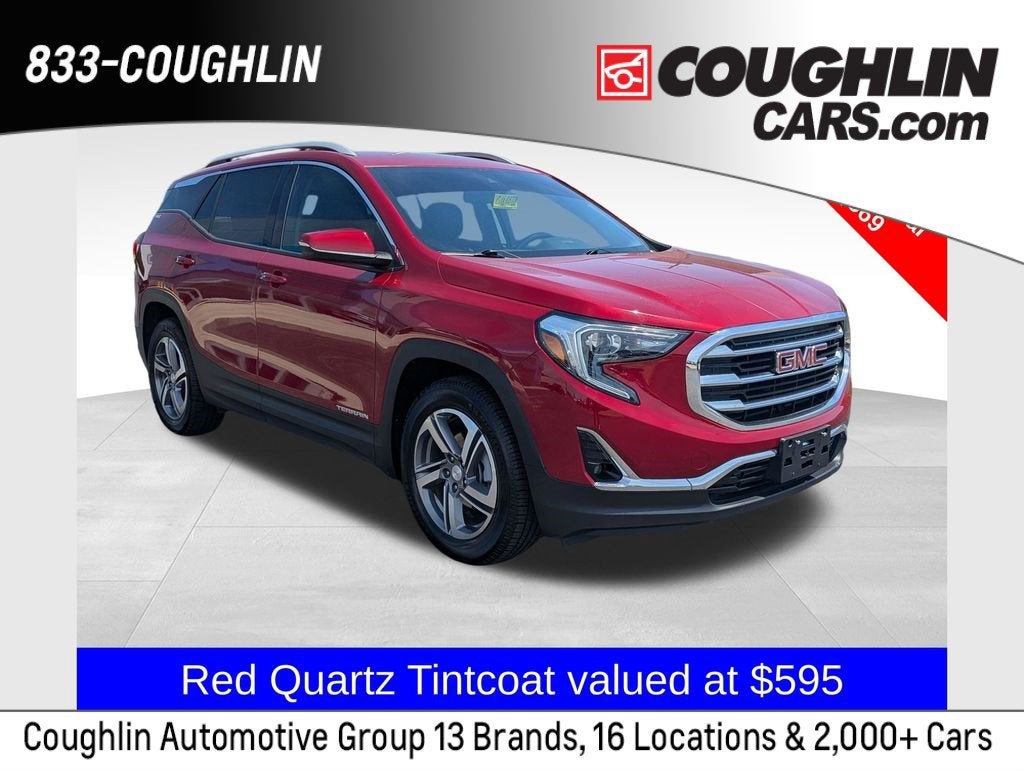 2020 GMC Terrain SLT in Red Quartz Tintcoat — front three-quarter view