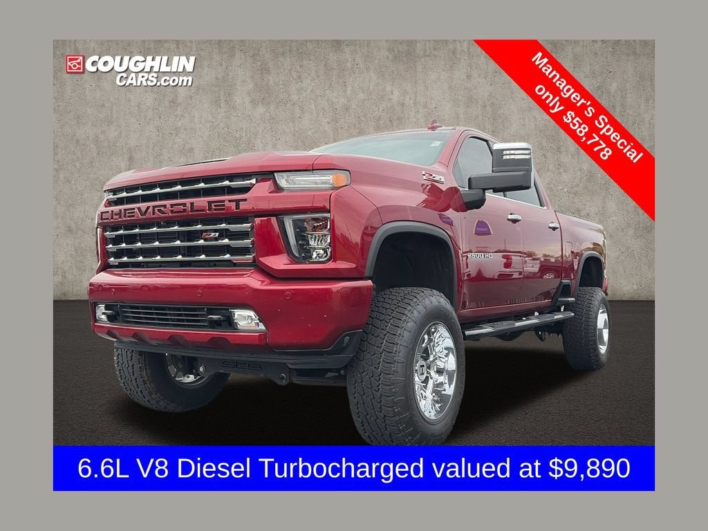 2020 Chevrolet Silverado 2500 HD LTZ in Cajun Red Tintcoat — front three-quarter view