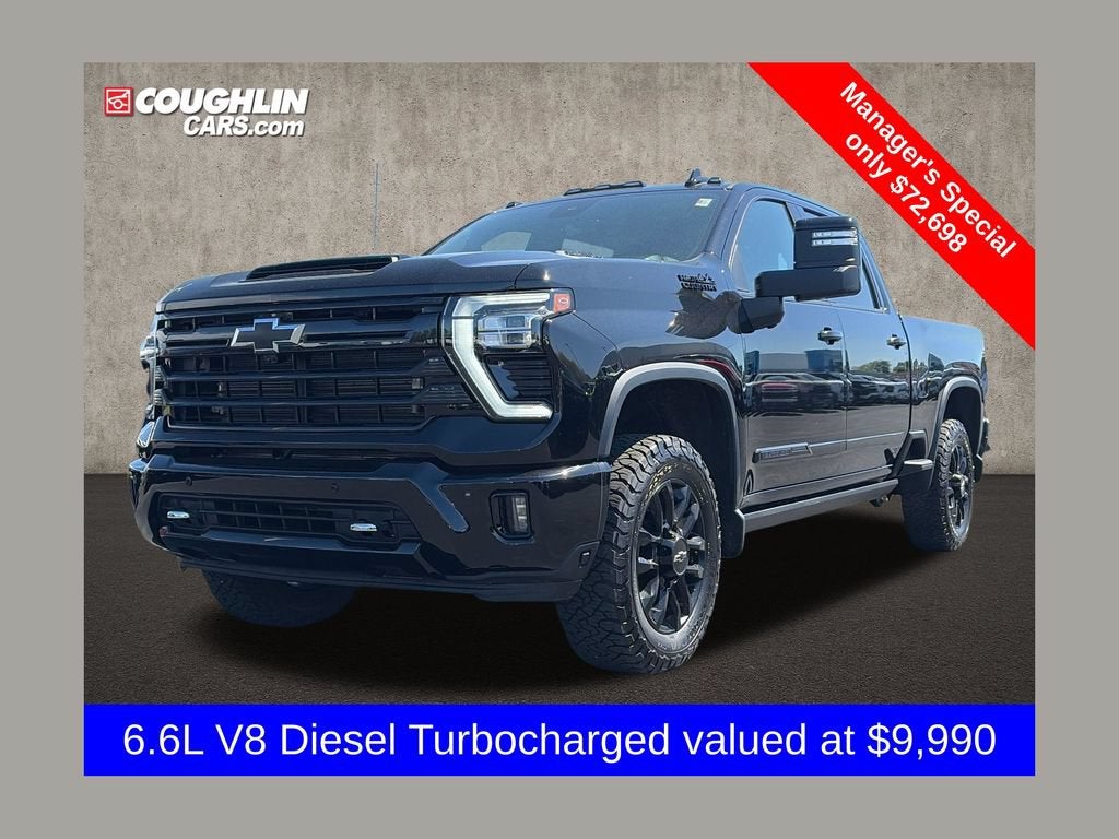 2025 Chevrolet Silverado 3500 HD High Country in Black — front three-quarter view
