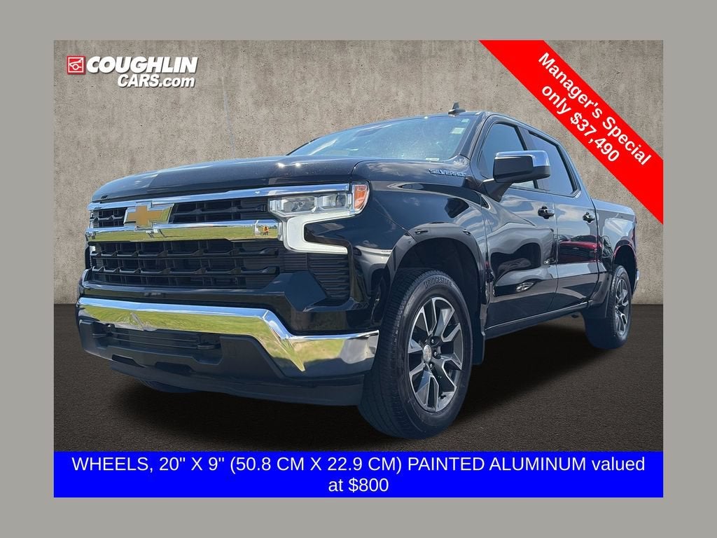 2024 Chevrolet Silverado 1500 LT (2FL) in Black — front three-quarter view