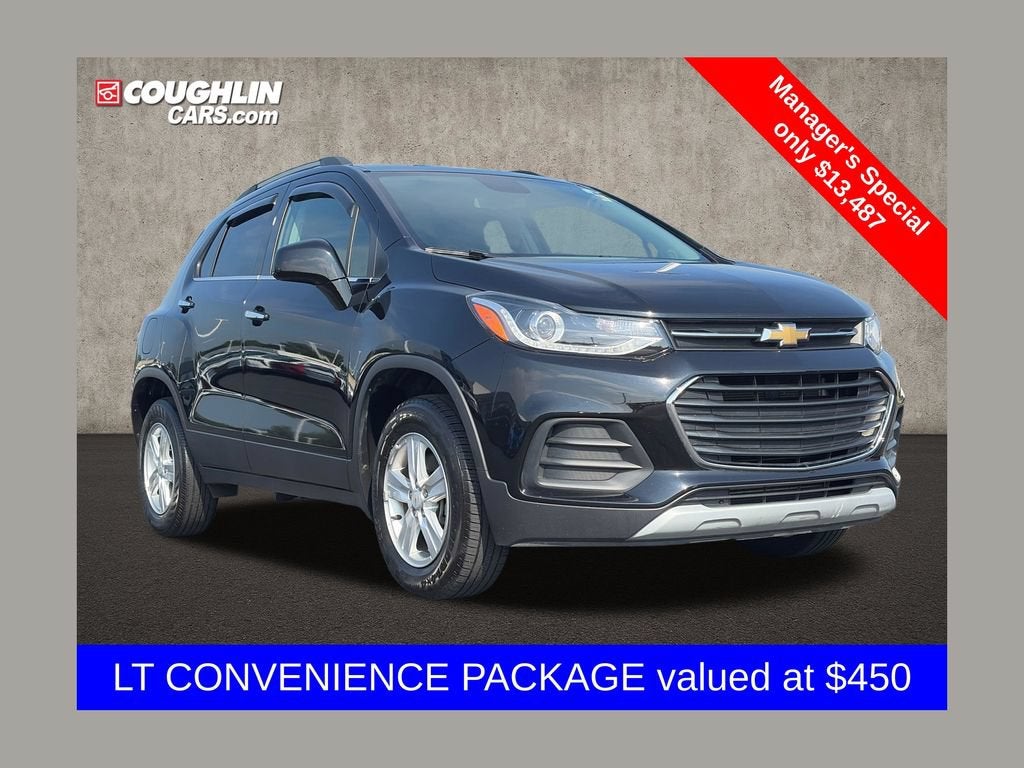 2019 Chevrolet Trax LT in Mosaic Black Metallic — front three-quarter view
