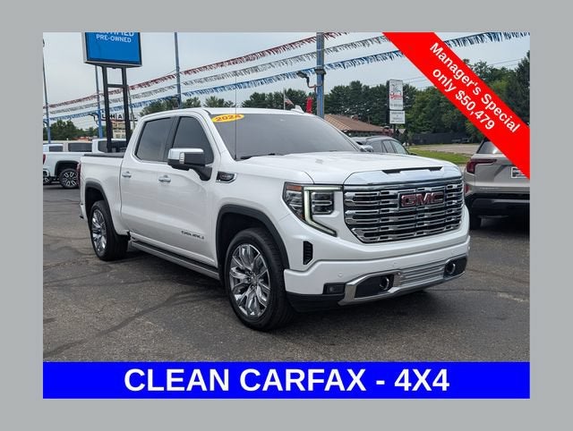 2024 GMC Sierra 1500 Denali in White Frost Tricoat — front three-quarter view