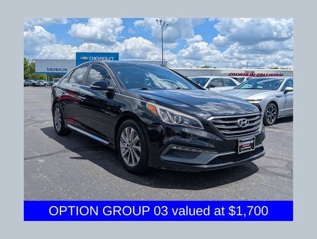 2015 Hyundai Sonata 2.4L Sport in Black — front three-quarter view