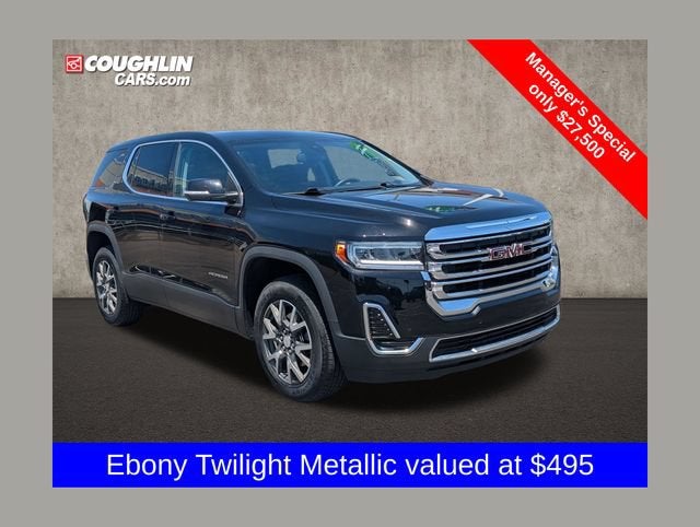 2023 GMC Acadia SLE in Ebony Twilight Metallic — front three-quarter view