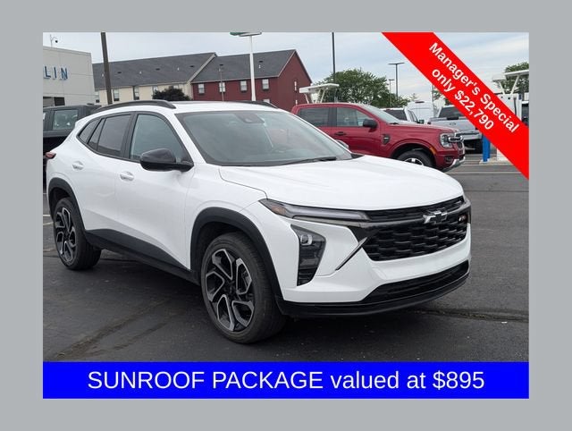 2024 Chevrolet Trax 2RS in Summit White — front three-quarter view